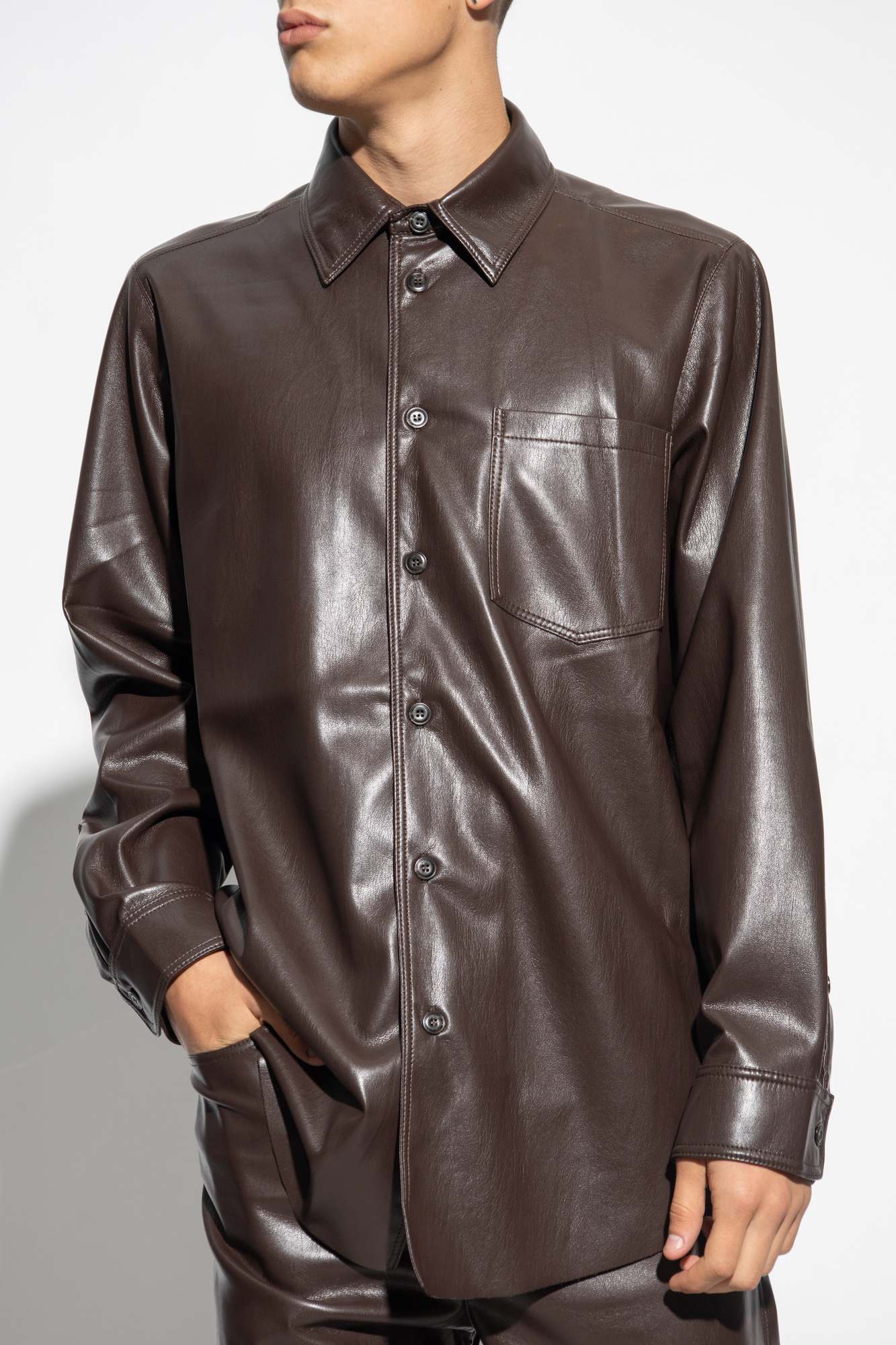 Nanushka ‘Landis’ vegan OKOBOR™ leather shirt