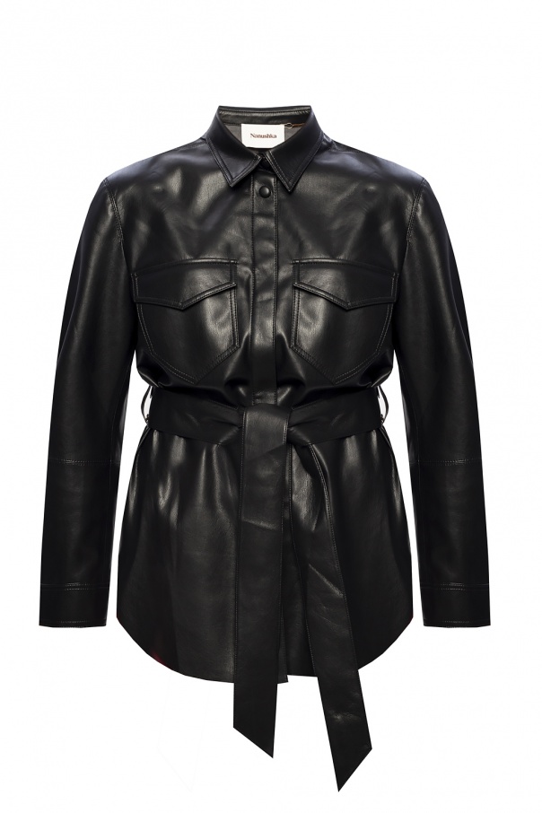 Nanushka Vegan-leather wrap shirt