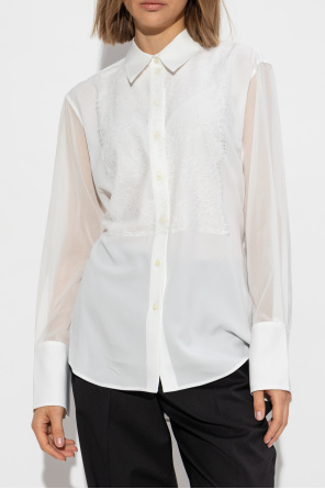 Helmut Lang Hemd mit Spitzenbesatz vorne