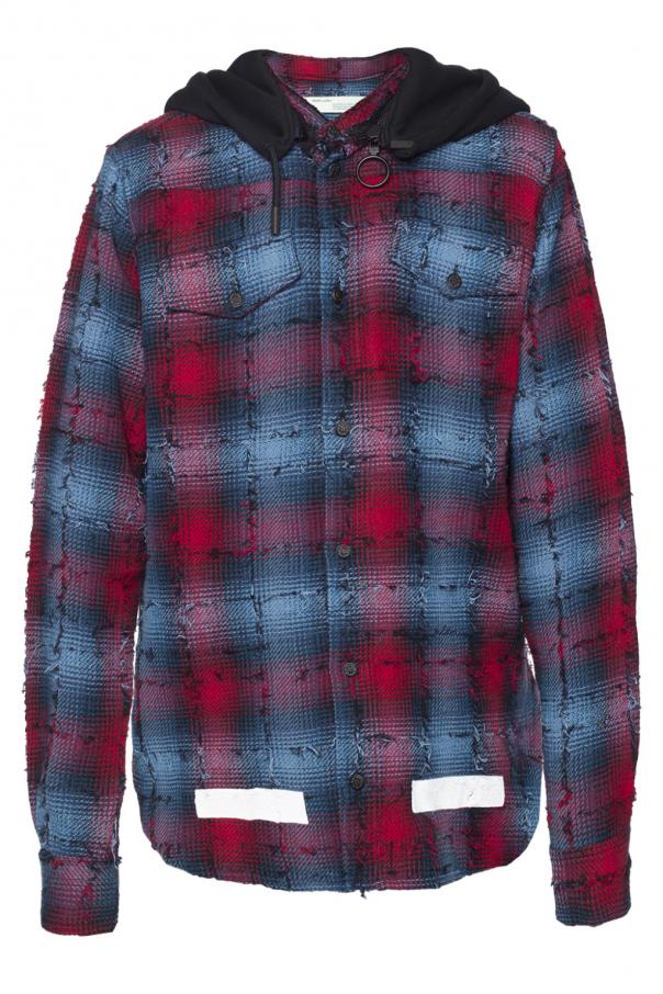 off white hooded shirt