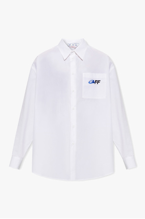 logo-print fitted shirt Weiß