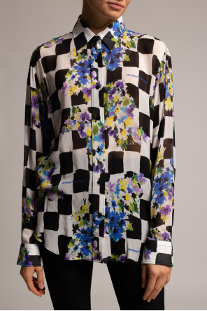 Off-White O-Neck shirt with floral motif