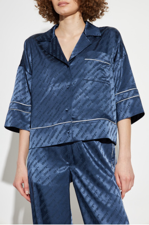 Off-White Camisa de satén con monograma