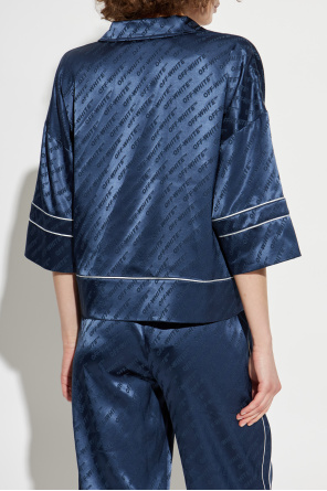 Off-White Camisa de satén con monograma