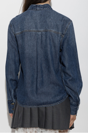 Self-Portrait Denim shirt with a tie neckline