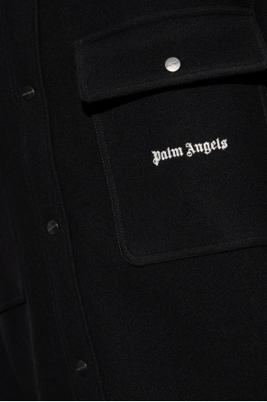 Palm Angels Wełniana koszula z logo