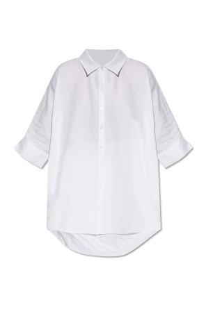 Shirt with linen detailing
