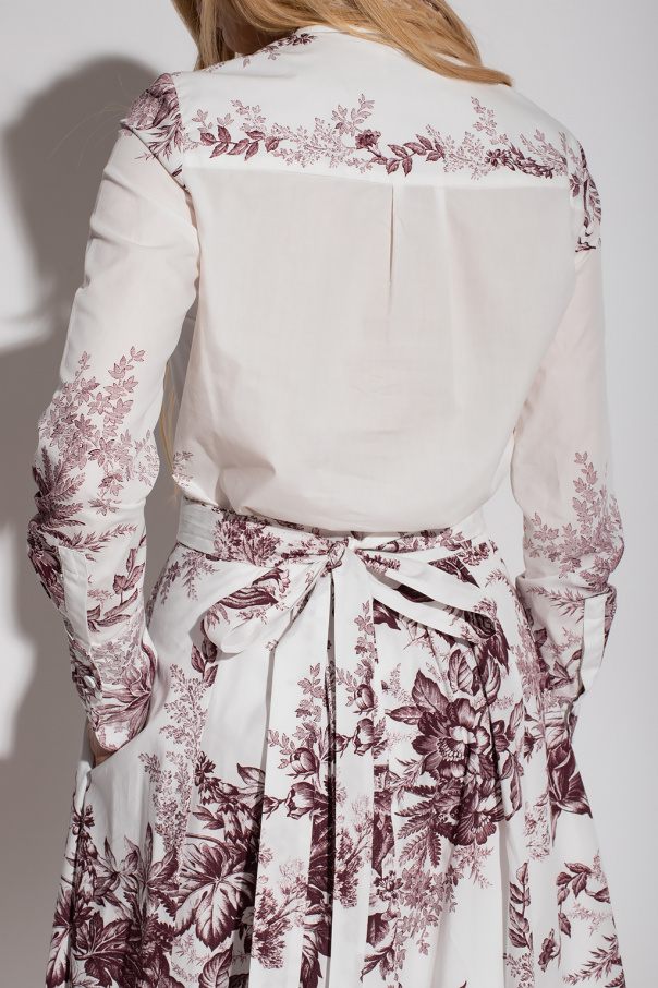 Erdem floral-print cropped shirt - White