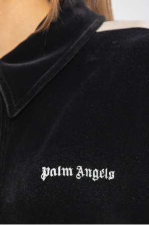 Palm Angels Welurowa koszula z logo