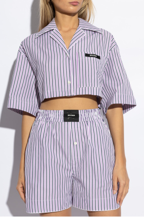 Palm Angels Short striped pattern shirt