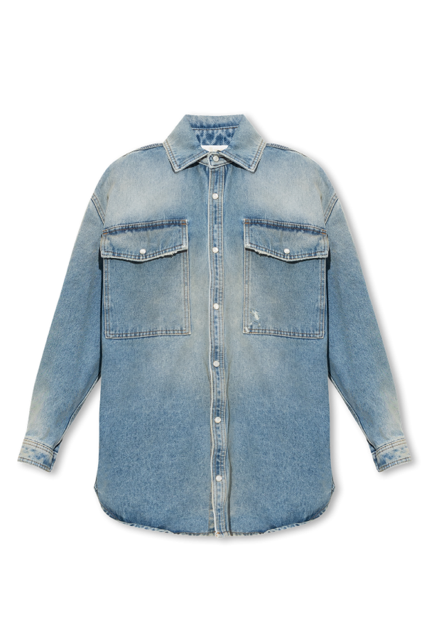 Palm Angels Denim shirt with a vintage effect