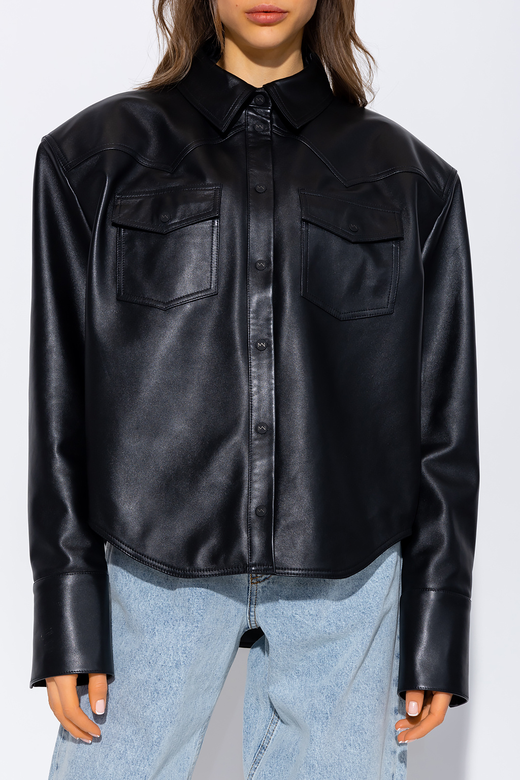 The Mannei ‘Palini’ leather textured shirt