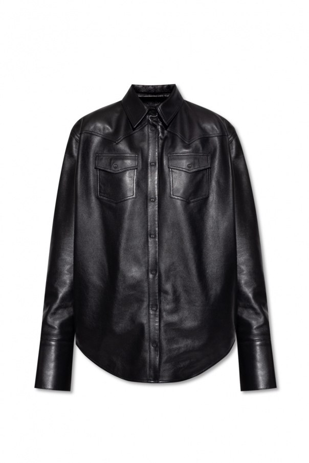 The Mannei ‘Patras’ oversize leather Greca shirt