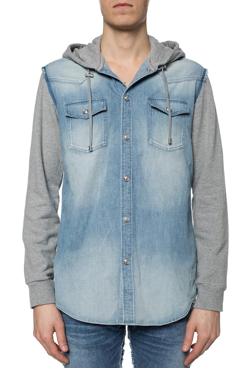 denim shirt with hoodie