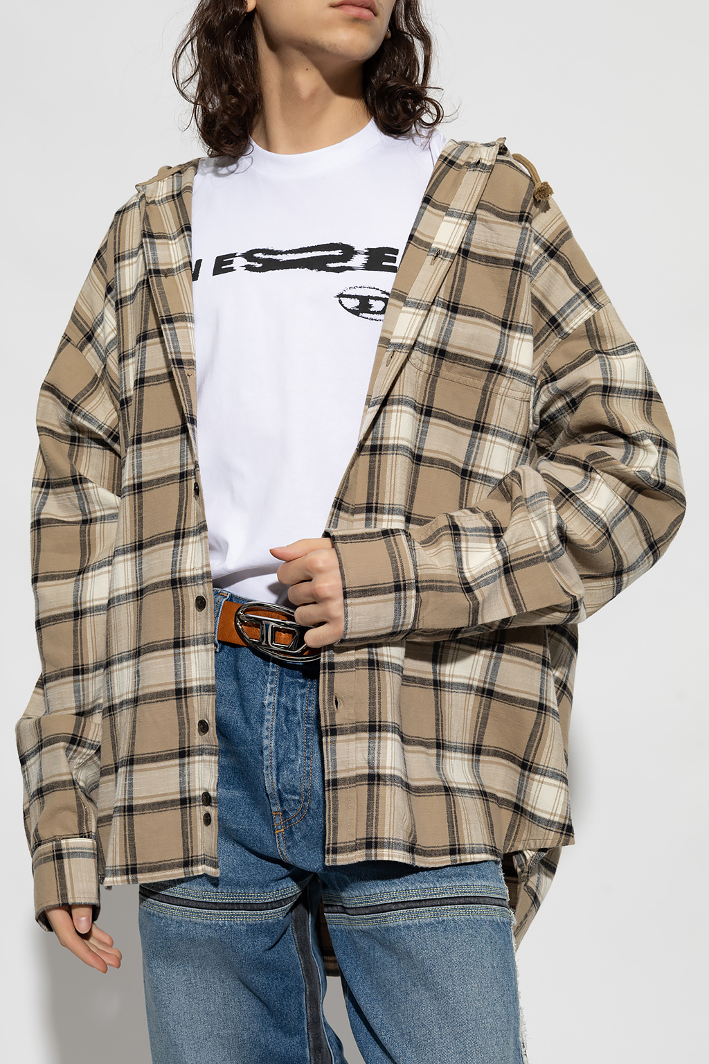 Diesel ‘S-DEWNY’ checked hoodie shirt