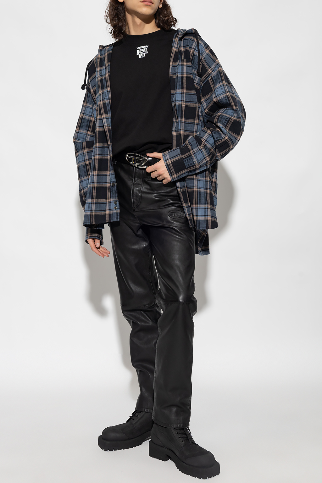 Diesel ‘S-DEWNY’ checked floral-print shirt