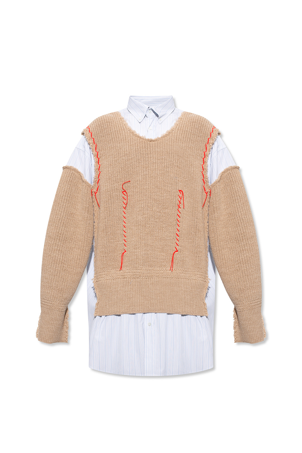 Maison Margiela Oversize Crop shirt with wool trims