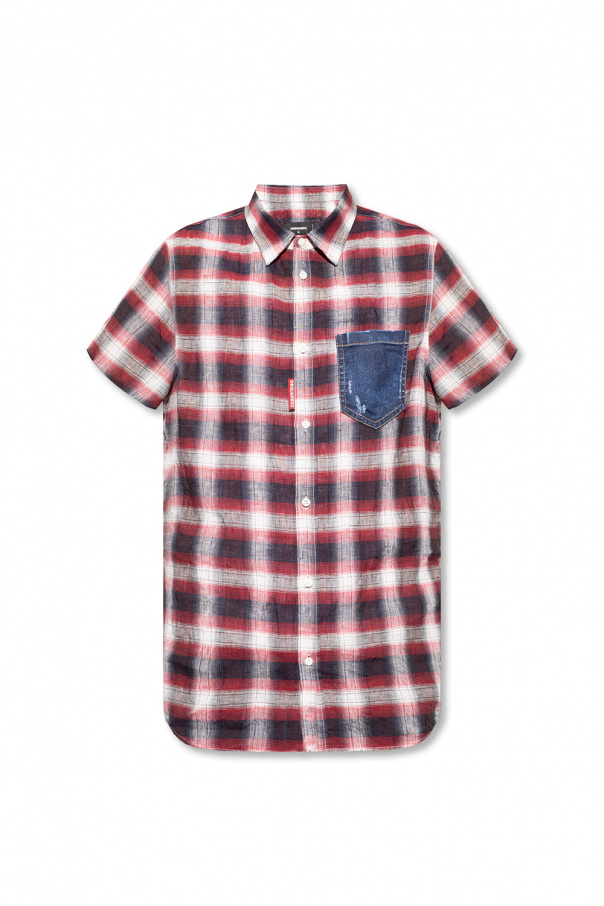 Dsquared2 Checked linen quilted-finish shirt