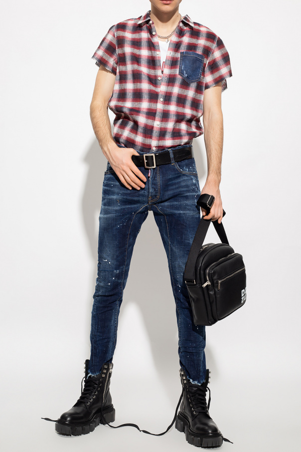 Dsquared2 Checked linen quilted-finish shirt