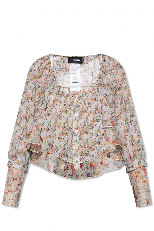 Dsquared2 Silk top with floral motif