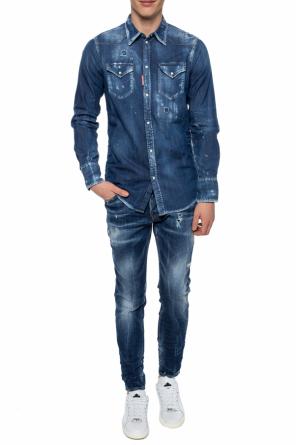 Denim jacket with worn effect od Dsquared2