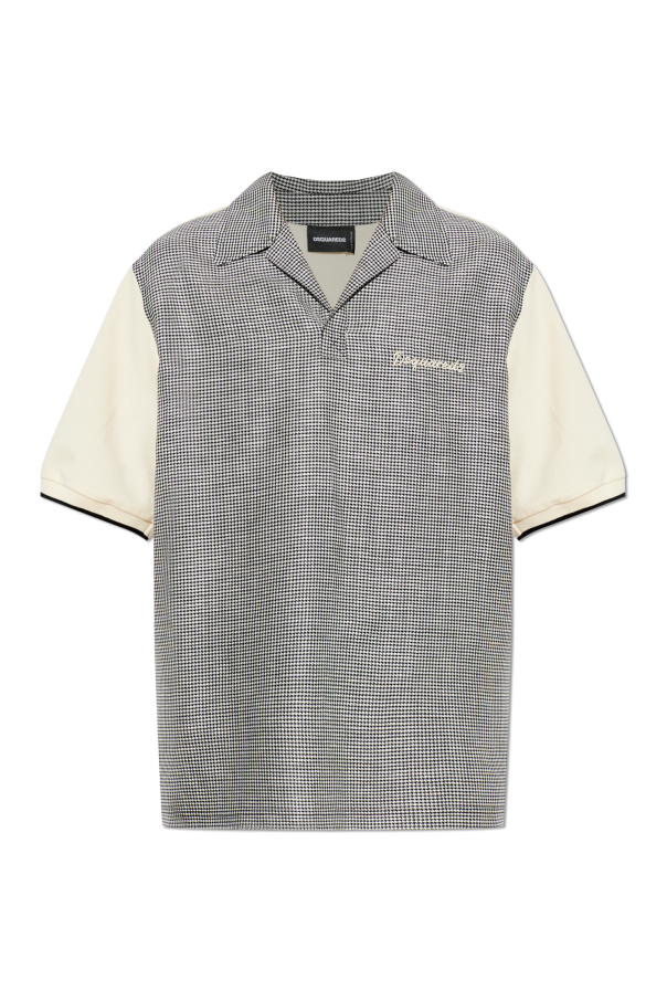 Wool polo shirt with check pattern od Dsquared2