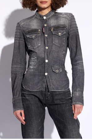 Dsquared2 Denim shirt with standing collar
