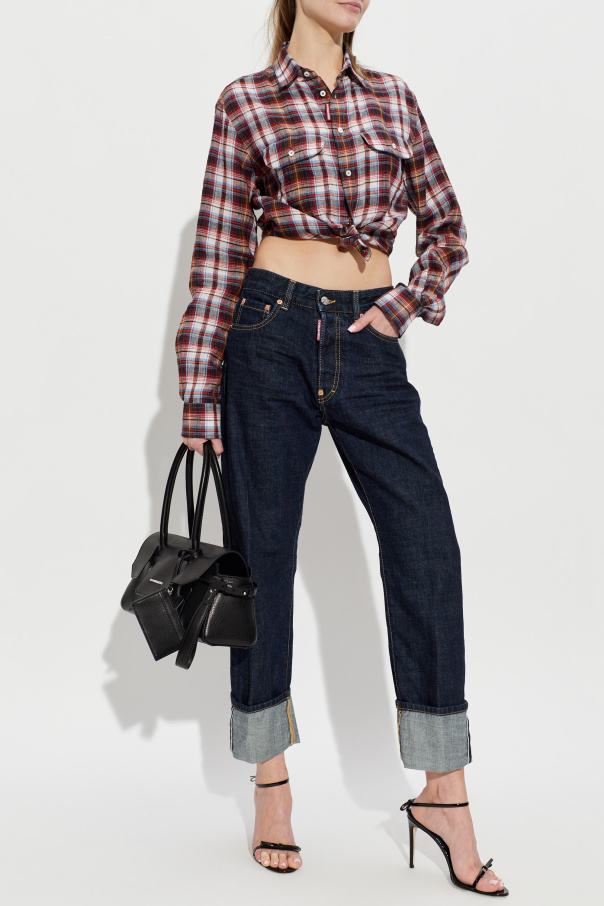 Dsquared2 Linen shirt with a check pattern