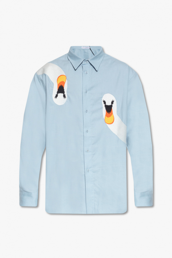 JW Anderson ‘Swan’ banded shirt with animal motif