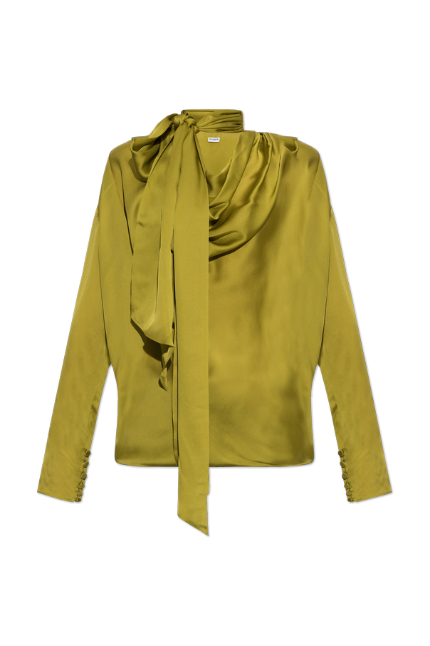 Silk shirt with decorative tie od Balmain
