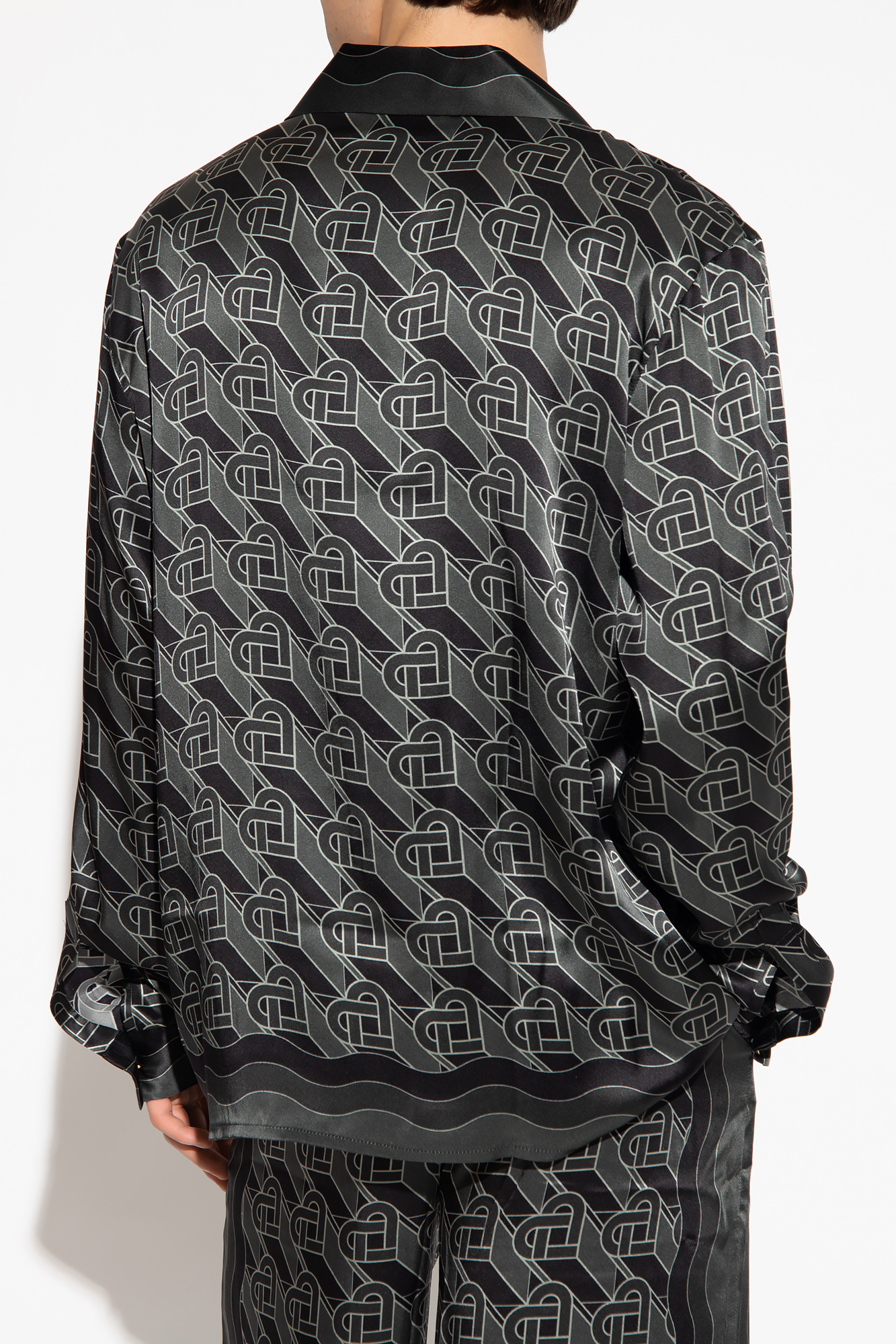 Louis Vuitton Monochrome Logo Print Silk Regular Fit Shirt 4XL at