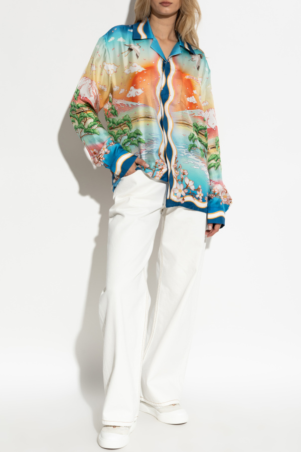 Casablanca Jedwabna koszula z nadrukiem