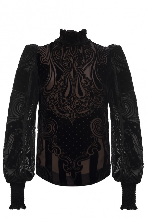 Balmain Velvet top with band collar