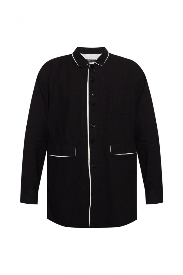 Undercover Thom Browne Long Sleeve Shirt Grosgrain Placket In Blue Oxford