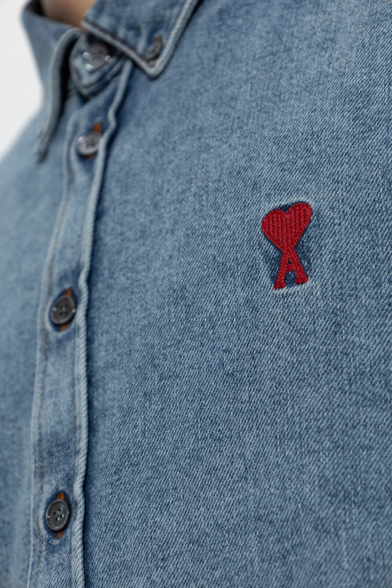 Blue Denim shirt with logo Ami Alexandre Mattiussi - Vitkac GB