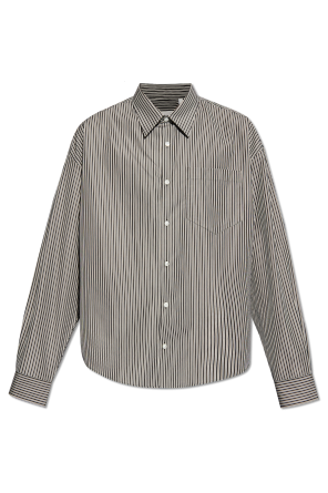gingham-print cotton shirt Weiß