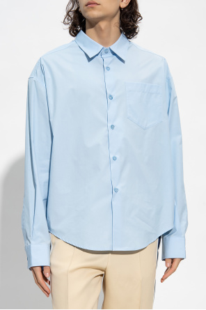 Ami Alexandre Mattiussi Button-down Collar Cotton Shirt Blue