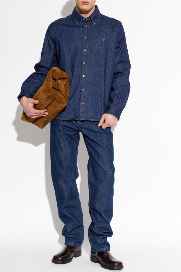 Ami Alexandre Mattiussi Denim shirt with embroidered logo