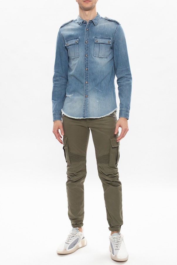 balmain B-COURT Time-worn denim shirt