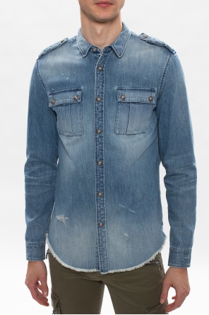 balmain B-COURT Time-worn denim shirt