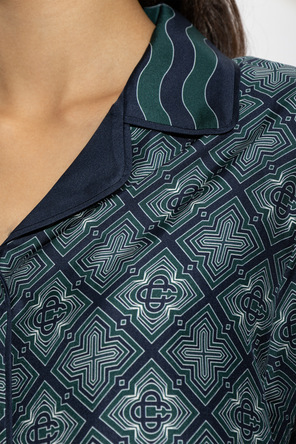 Casablanca Camisa de seda com monograma