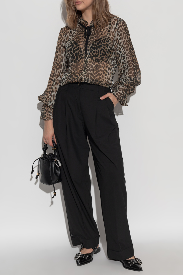 Ganni Camisa transparente de estampado animal