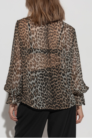 Ganni Camisa transparente de estampado animal