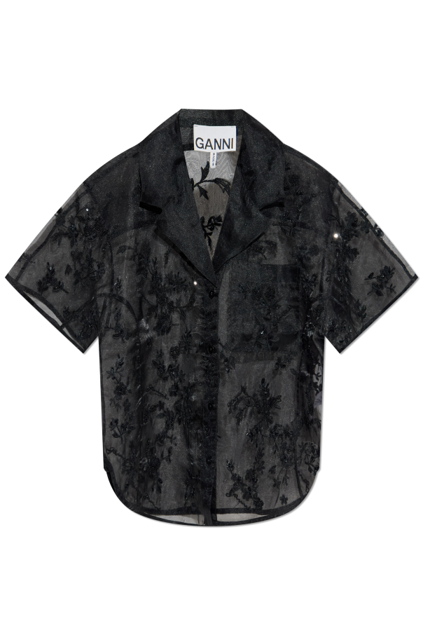 Transparent shirt with shimmering appliqués od Ganni
