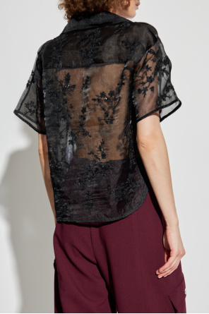 Ganni Camisa transparente con aplicaciones brillantes