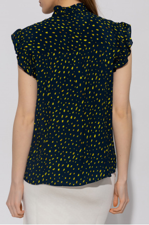 T-shirt à col rond conçu avec un coton à rayures aux couleurs de la saison Patterned top