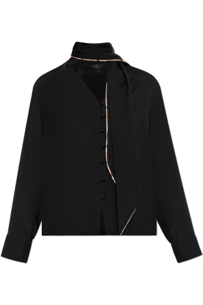 Satiniertes hemd mit dekorativer bindung od PS Paul Smith