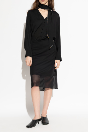 Satiniertes hemd mit dekorativer bindung od PS Paul Smith