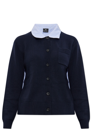 Cardigan made of combined fabrics