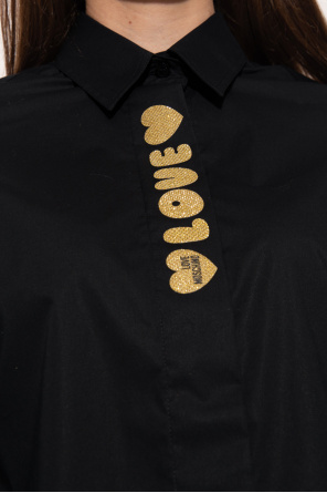 Love Moschino As You T-shirt a maniche lunghe in rete nera con monogramma